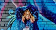 girl with blue jacket